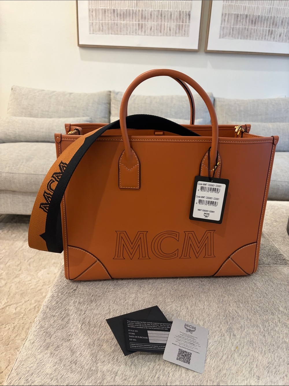 👜 MCM Large Leather Tote Bag in Cognac | Authentic | Excellent Condition